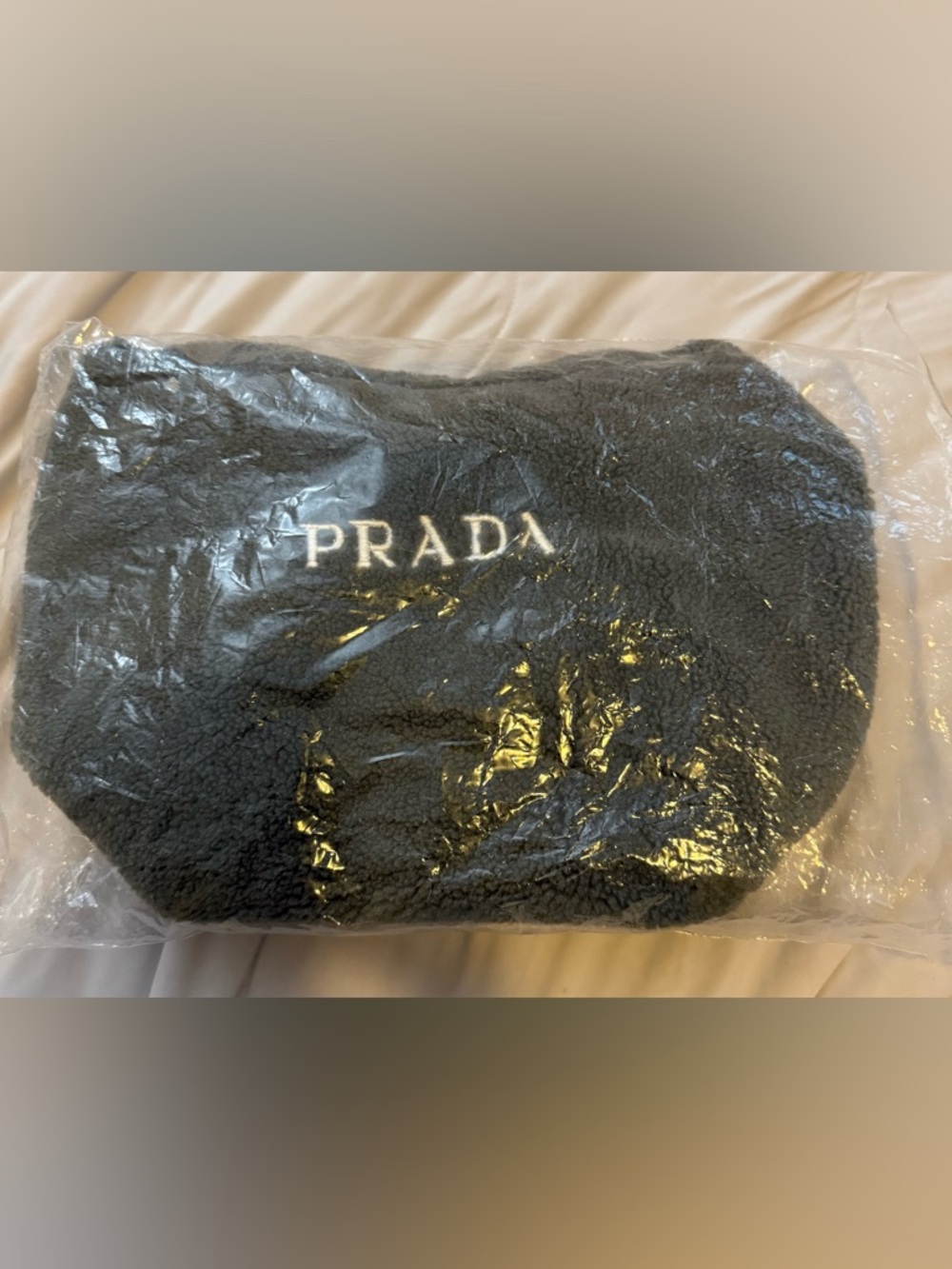 NEW Prada Beauty VIP (GWP) Gray Teddy Mini Tote Bag  | Soft Sherpa - Picture 5 of 5